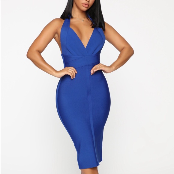 Fashion Nova Dresses & Skirts - Cocktail Ready Bandage Midi Dress - Royal